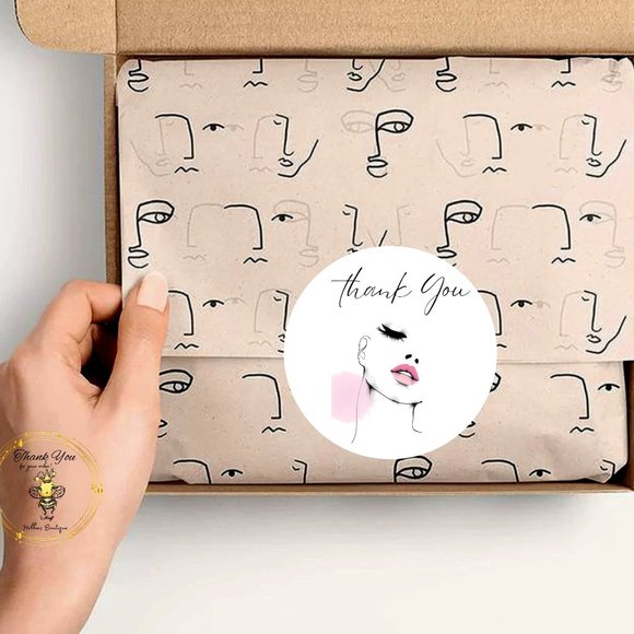 100 count Makeup Thank You Roun Stickers Size 2 inches - Picture 3 of 7